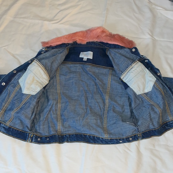 Girls XL 14 Gymboree Go Outside Jean Jacket Pink Faux Fur Like New - Picture 5 of 12